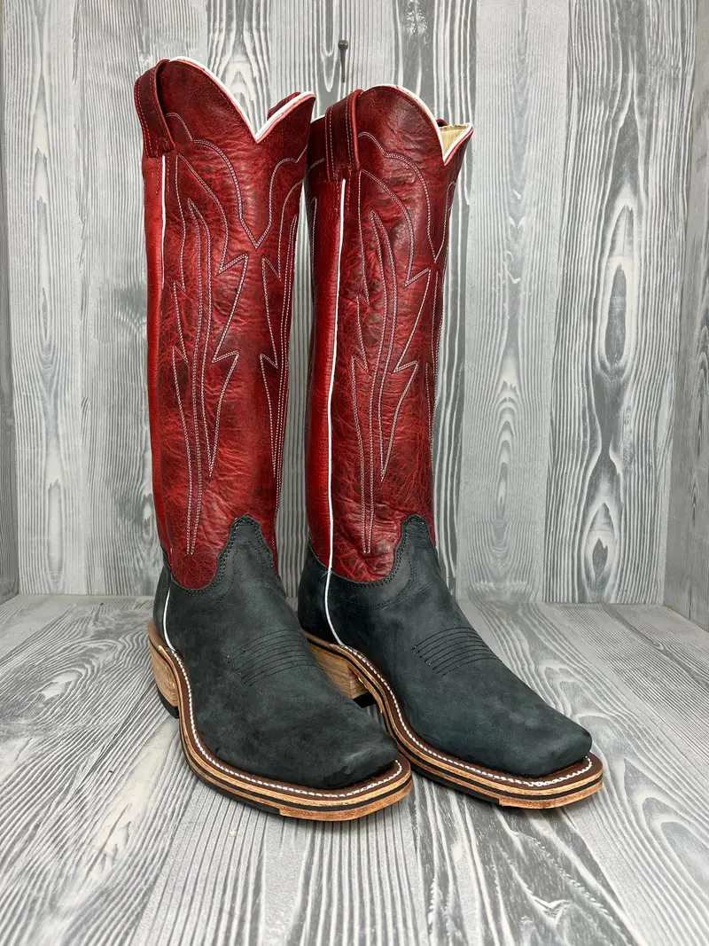 Men's Olathe Black Wyoming With 15" Deep Red Navajo Bison Tops - Tt14 1