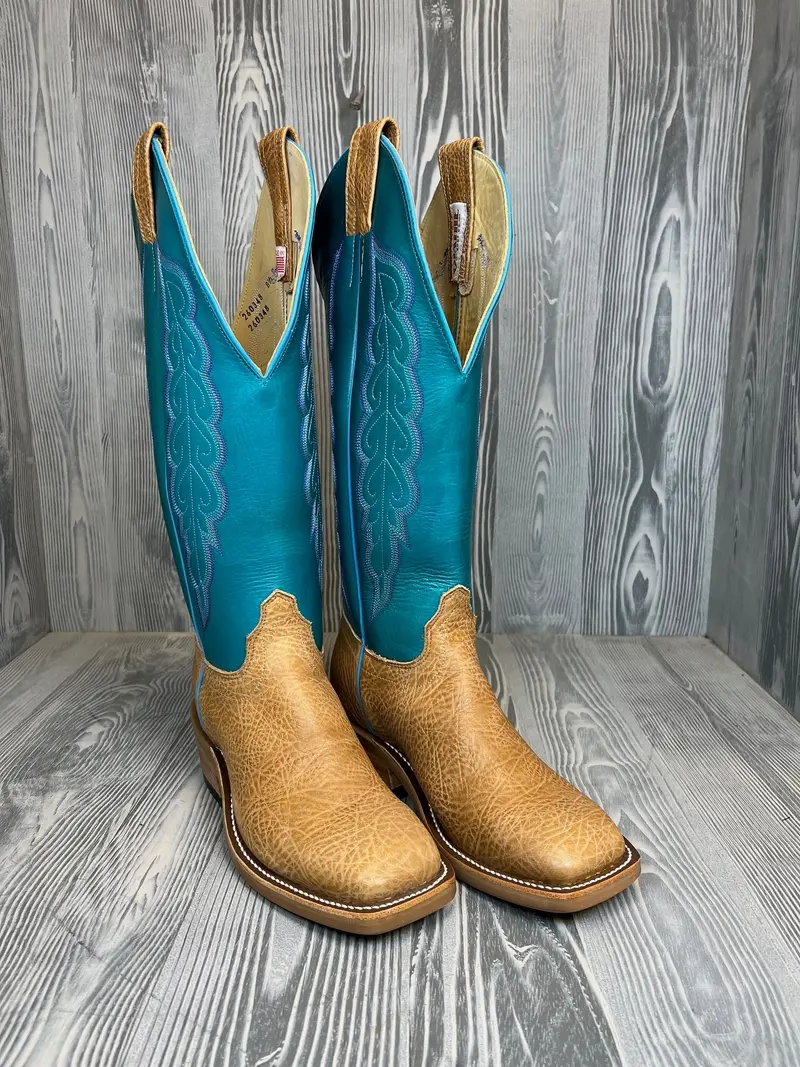 Men's Olathe Bull Tan Shrunken Shoulder With 16" Ocean Blue Absolute Tops - Style 33 1