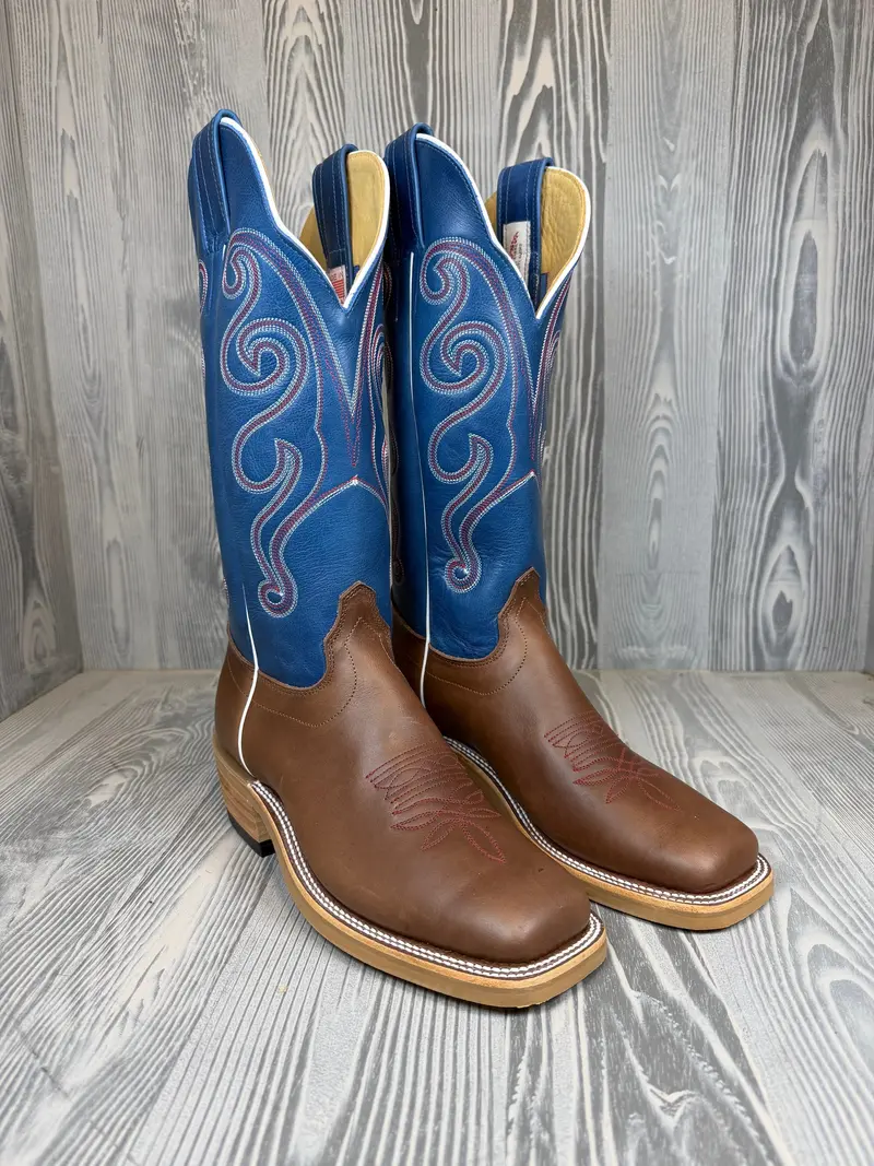 Men's Olathe Chocolate Horsebutt With 14" Sky Blue Avatar Tops - Style # 36 1