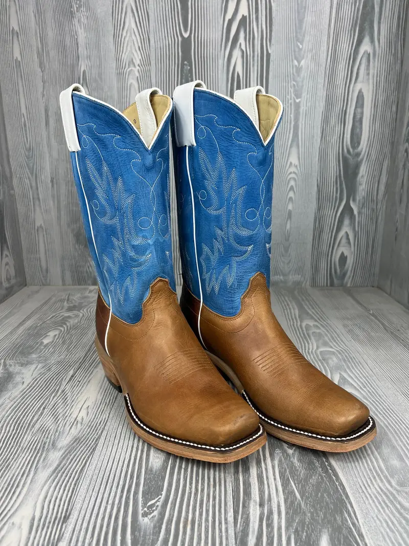 Men's Olathe Vintage Old Town Cognac With 12" Blue Barcelona Tops 1