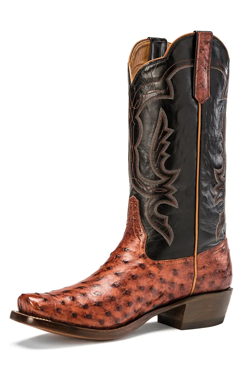 Men's Rios Of Mercedes Almond Americano Full Quill Ostrich With 13" Black Calfskin Tops - R9022 - Style# 135 1