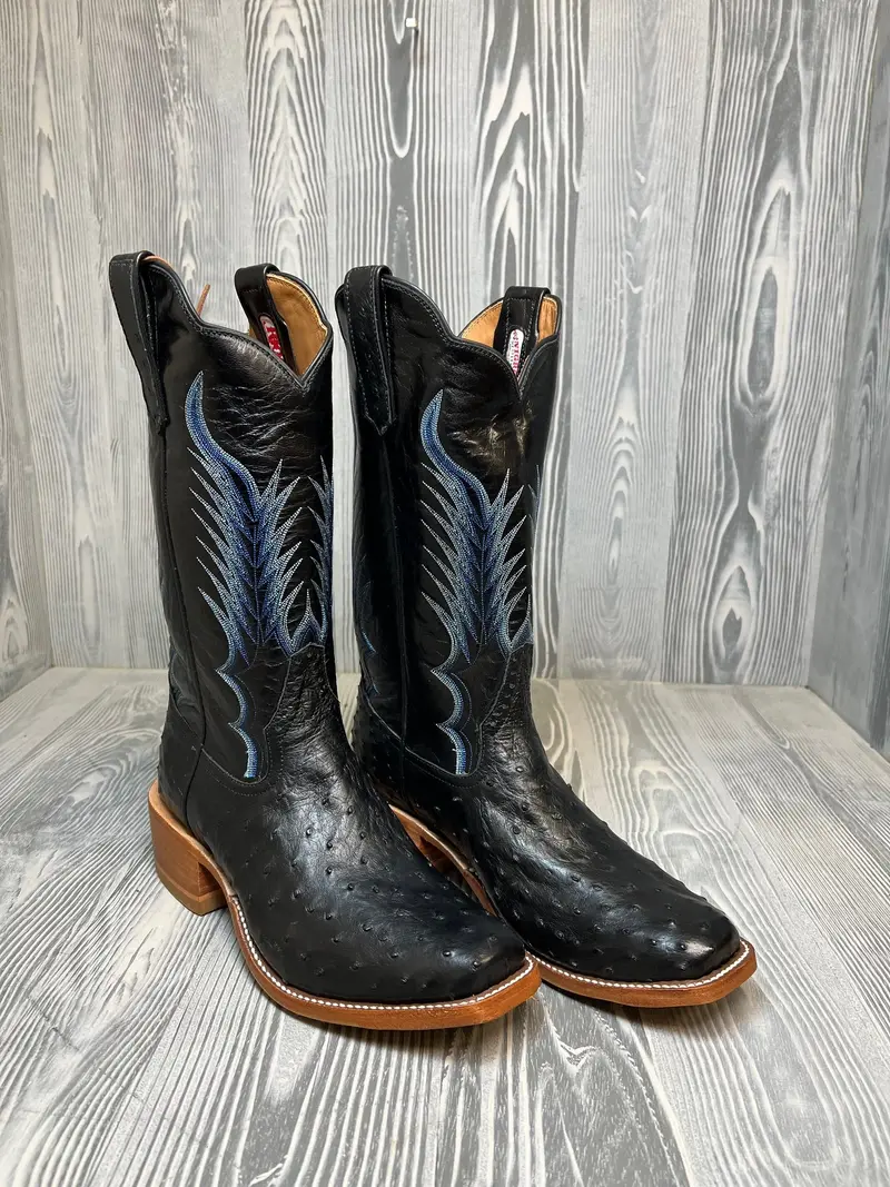 Men's Rios Of Mercedes Black Full Quill Ostrich With 13" Black Kidskin - Style 115 1