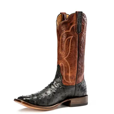 Men's Rios Of Mercedes Black Full Quill Ostrich With 13" Brown Waxy Calf Tops - R9021 1