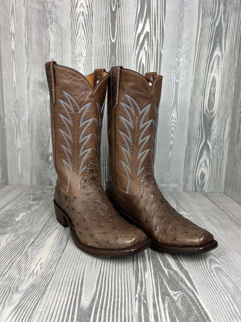 Men's Rios Of Mercedes Cigar Mad Dog Full Quill Ostrich With 13" Brown Distressed Avatar Tops - Style 92 1