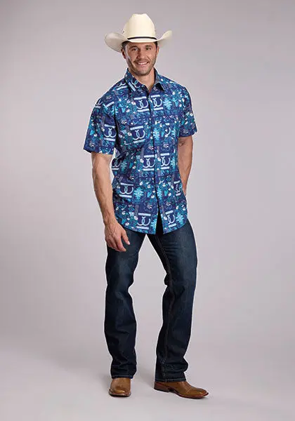 Men's Roper Tropical Resort Print Short Sleeve Shirt - 0326 1