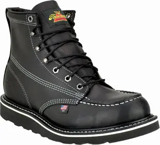 Men's Thorogood 6" Black Amercian Heritage Moc Toe Wedge Sole Boot - 814-6206 1