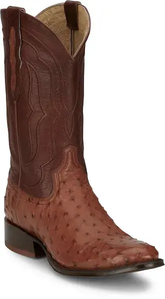 Men's Tony Lama Zony Cognac Full Quill Ostrich With 13" Cognac Goat Tops - Dr5356 1