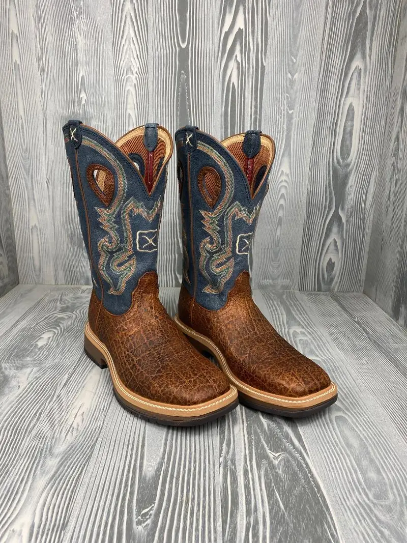 Men's Twisted X Soft Toe Distressed Saddle With 12" Peacock Top - Mhm0022 1