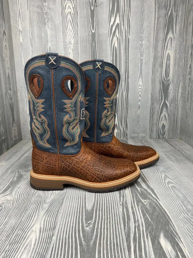 Men's Twisted X Soft Toe Distressed Saddle With 12" Peacock Top - Mhm0022 2