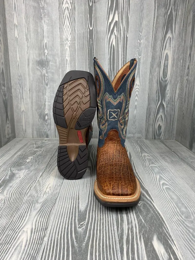 Men's Twisted X Soft Toe Distressed Saddle With 12" Peacock Top - Mhm0022 3