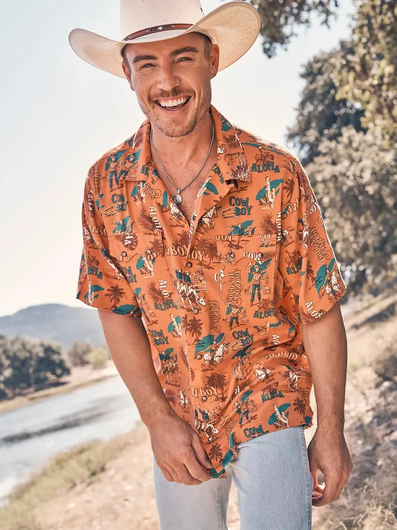 Men's Wrangler Coconut Cowboy Snap Front Camp Shirt - 112359531 1