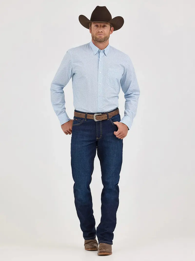 Men's Wrangler Cody Johnson One Pocket Button Down Shirt In Pale Blue - 112357670 1