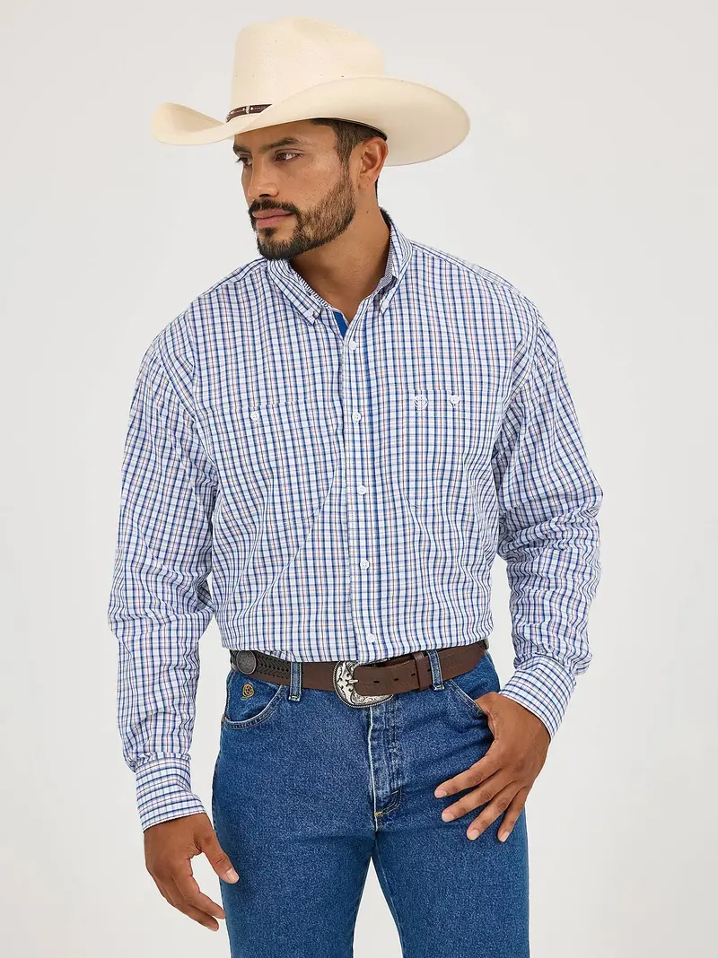 Men's Wrangler George Strait Long Sleeve Button Down Two Pocket Shirt - 112365402 1