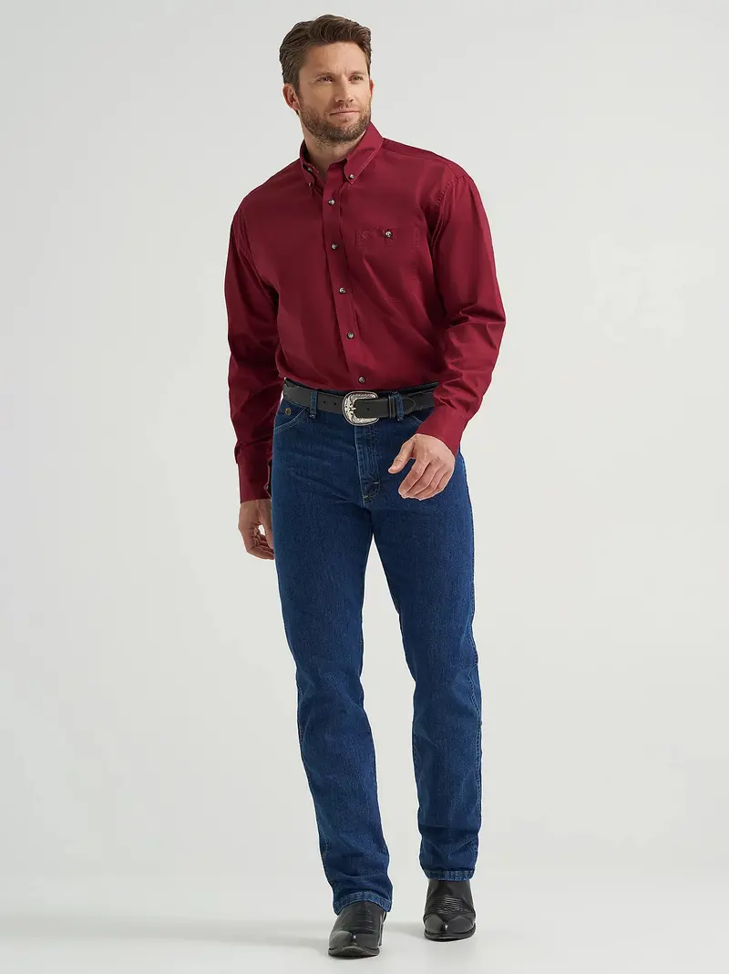 Men's Wrangler® George Strait™ Solid One Pocket Button Down Shirt - 112369627 1