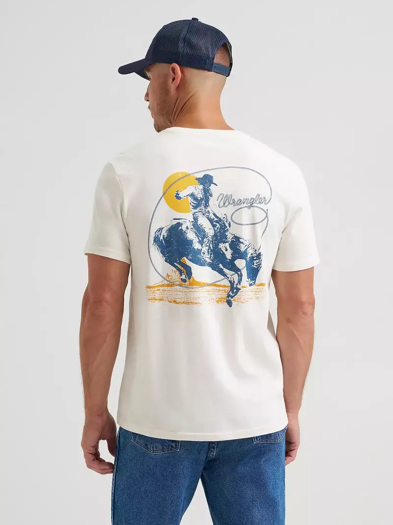 Men's Wrangler Lassoing Cowboy Back Graphic T-Shirt - 112372852 1