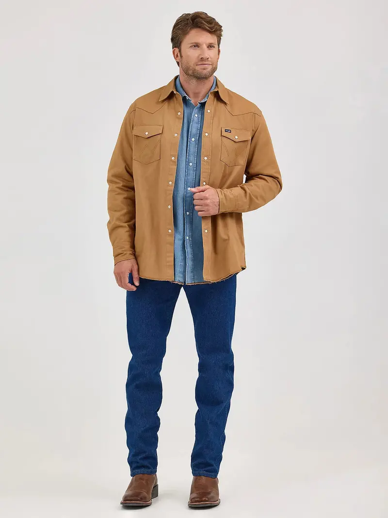 Men's Wrangler® Long Sleeve Flannel Lined Solid Work Shirt - 112367726 1