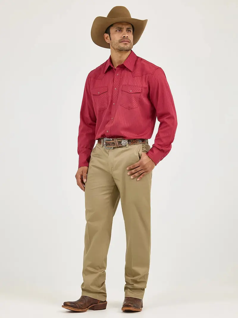 Men's Wrangler Long Sleeve Western Snap Dobby Stripe Shirt - 75740Wn 1