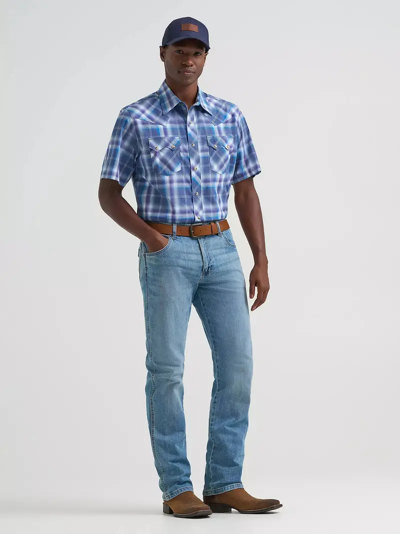 Men's Wrangler Retro Short Sleeve Sawtooth Pocket Western Snap Shirt - 112374756 1