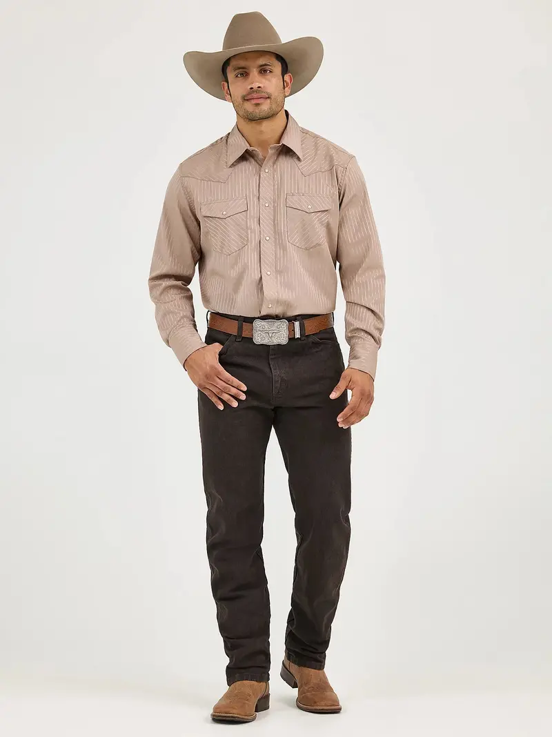 Men's Wrangler Western Snap Dobby Stripe Shirt - 75742Tn 1