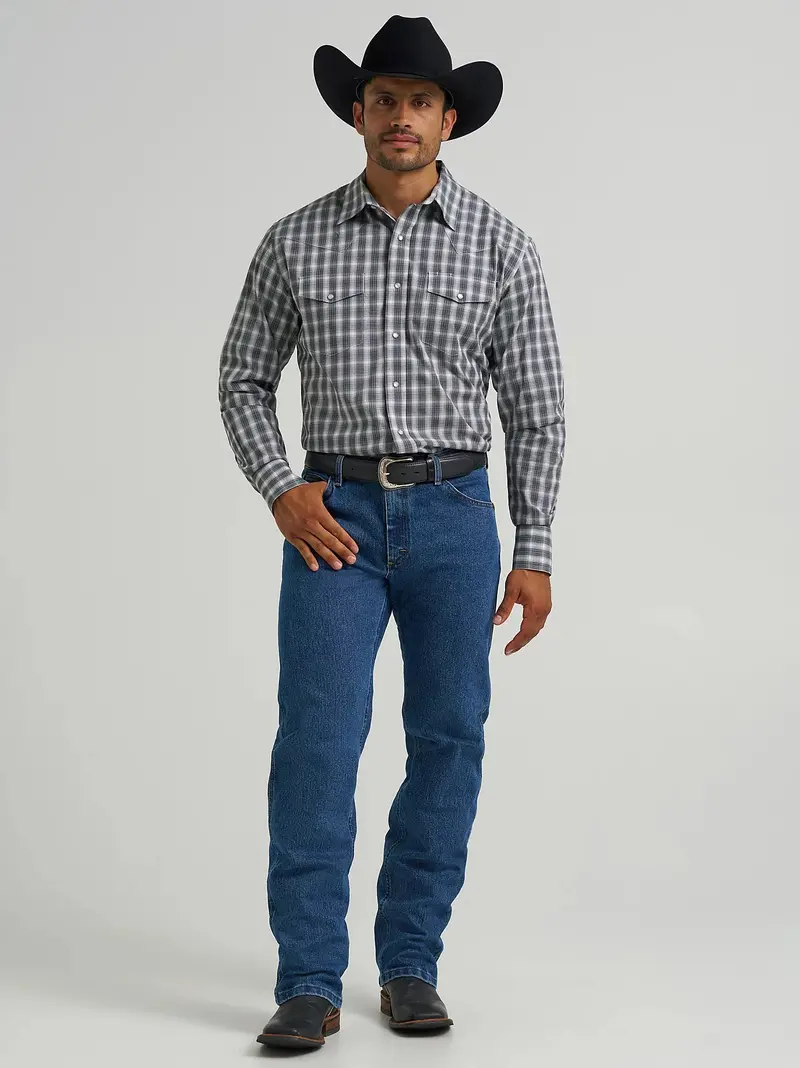 Men's Wrangler Wrinkle Resist Long Sleeve Western Snap Plaid Shirt - 112367708 1