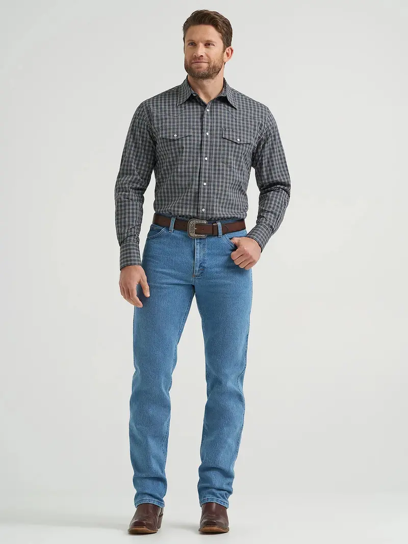 Men's Wrangler Wrinkle Resist Long Sleeve Western Snap Plaid Shirt - 112369399 1
