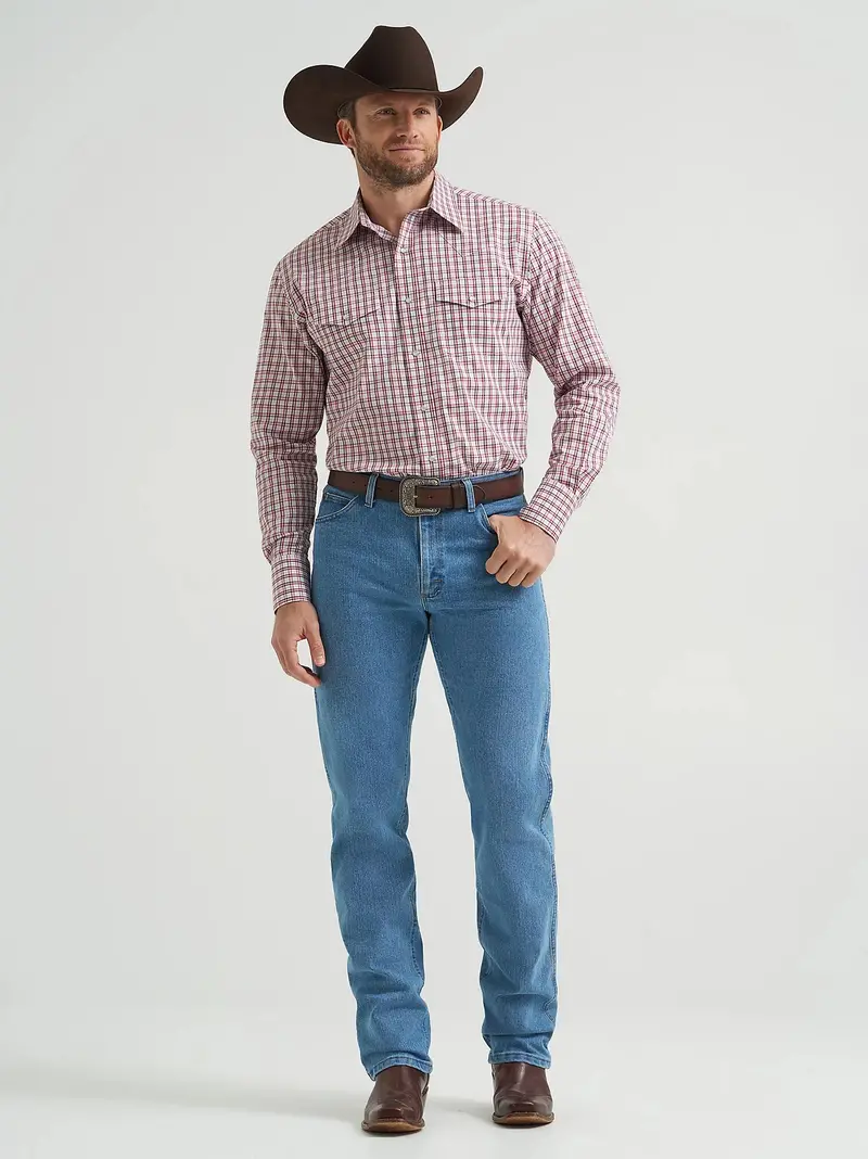 Men's Wrangler Wrinkle Resist Long Sleeve Western Snap Plaid Shirt - 112369465 1
