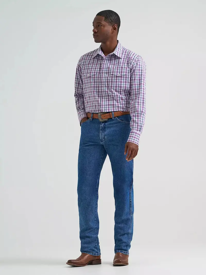 Men's Wrangler Wrinkle Resist Long Sleeve Western Snap Plaid Shirt - 112374877 1