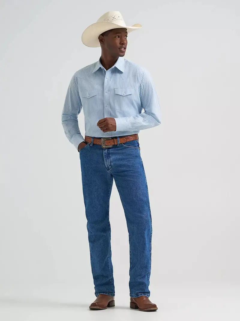 Men's Wrangler Wrinkle Resist Long Sleeve Western Snap Stripe Shirt - 112374876 1
