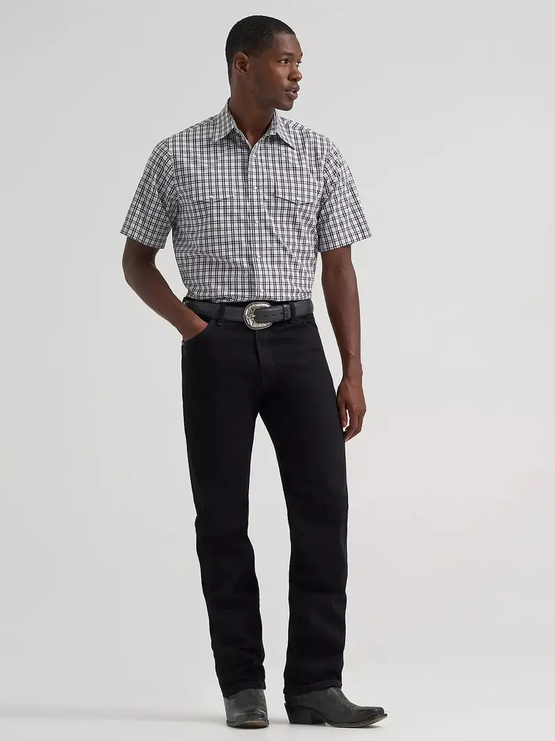 Men's Wrangler Wrinkle Resist Short Sleeve Western Snap Plaid Shirt - 112379031 1
