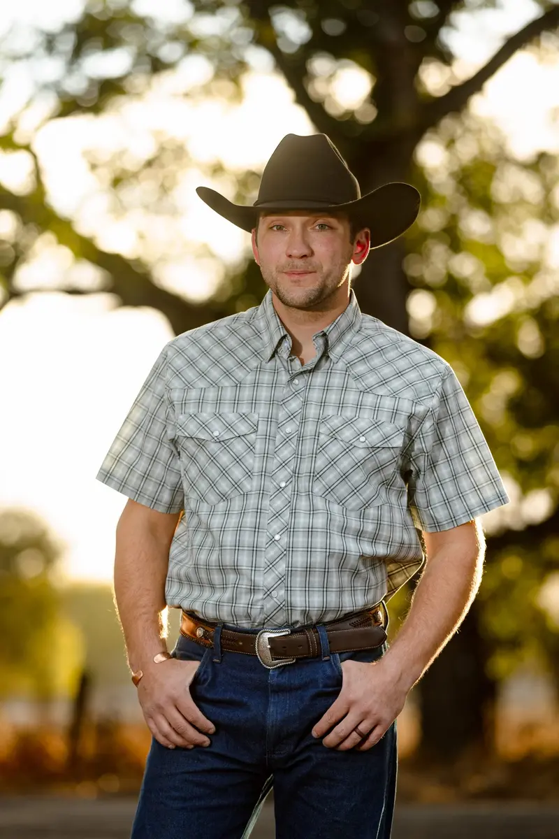 Men's Wyoming Trading Green Western Short Sleeve Shirt - Sp14 1