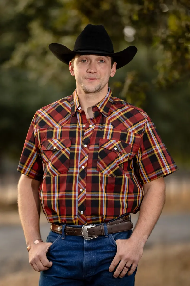 Men's Wyoming Trading Red Plaid Western Short Sleeve Shirt - Sp09 1