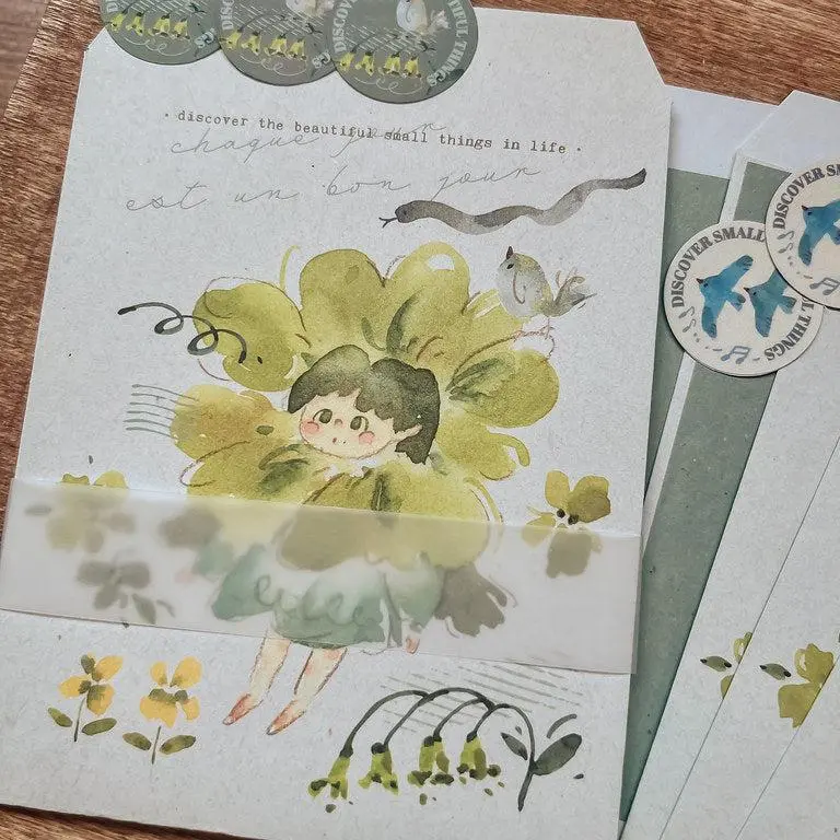 Meow Illustration - Envelopes - Flower Girl Jasmine 1