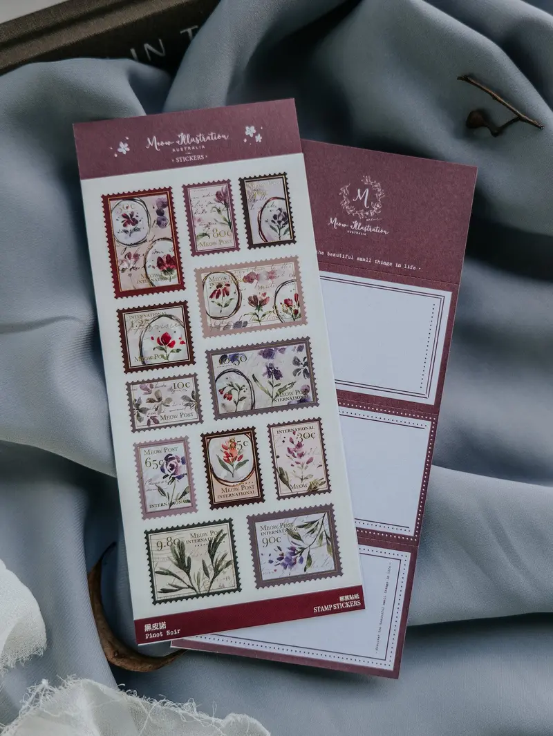 Meow Illustration - Planner Sticker - Pinot Noir 1