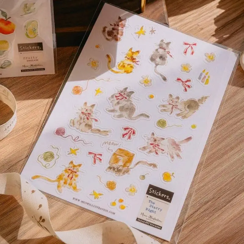 Meow Illustration - Planner Sticker - The Starry Night (Pet) 1
