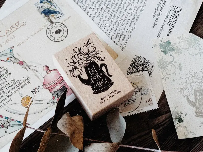 Meow Illustration - Stamp - But First Coffee 1