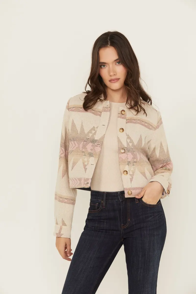 Mercer Southwestern Print Cropped Shacket 1