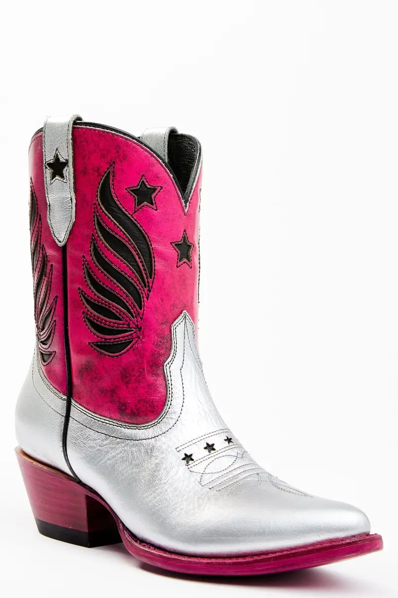 Metallic Star Inlay Roadie Western Booties - Round Toe 1