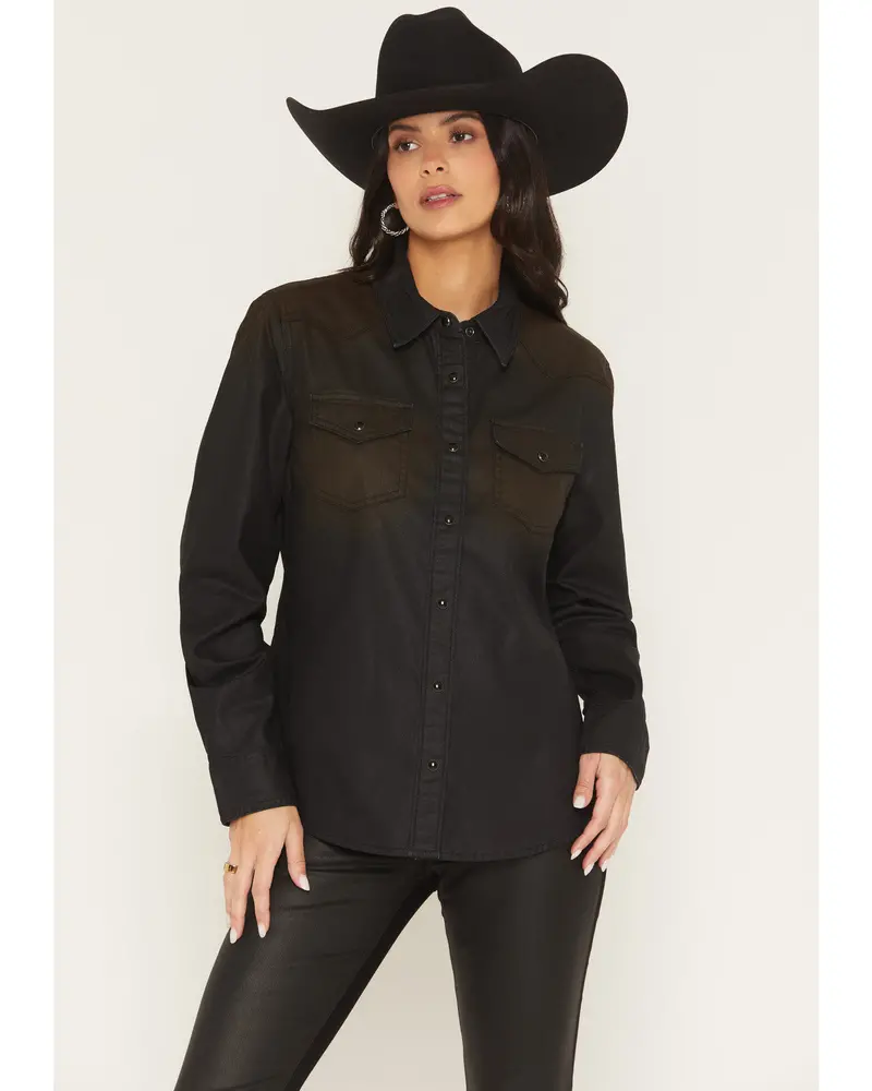 Midnight Cowboy Coated Long Sleeve Snap Western Shirt 1
