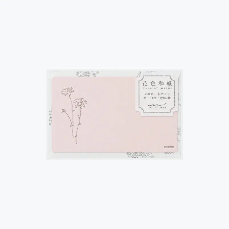 Midori - Card Set - Hanairo Washi - Pink 1