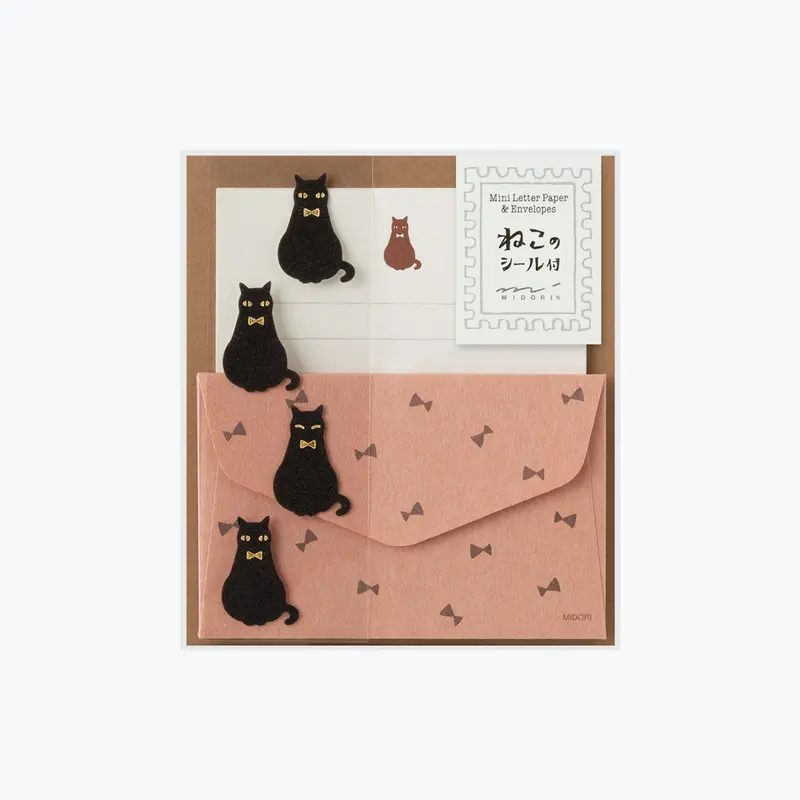 Midori - Letter Set - Animals (Mini) - Black Cat 1