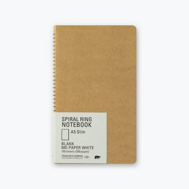 Midori - Notebook - Spiral Ring - A5 Slim - Md Paper White 1