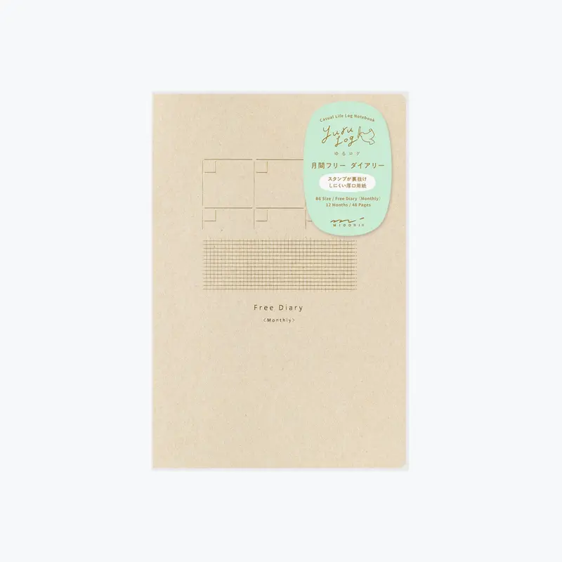 Midori - Notebook - Yuru Log - B6 - Free Diary Monthly - Beige 1