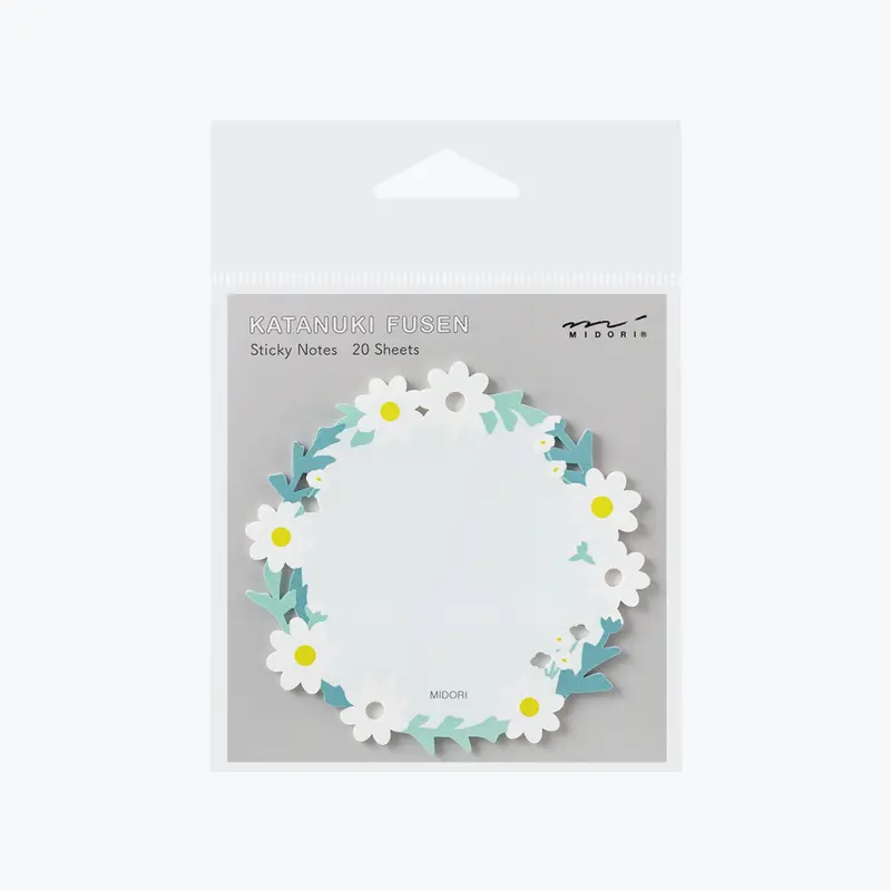 Midori - Notepad - Sticky Notes - Die-Cut - White Wreath 1