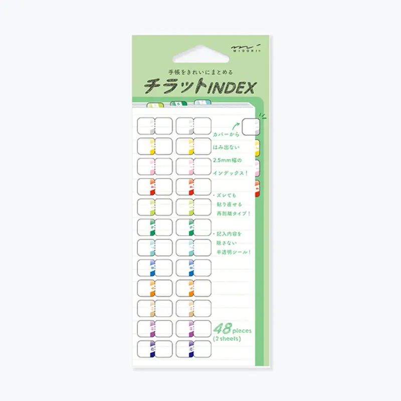 Midori - Planner Sticker - Index Labels - Coloured Numbers 1