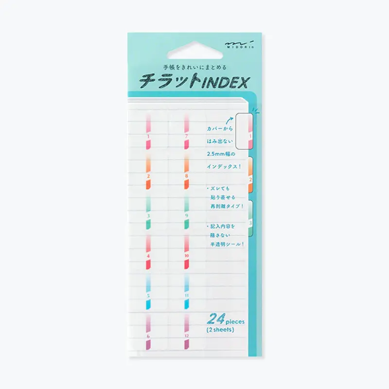 Midori - Planner Sticker - Index Labels - Numbers - Colour <Outgoing> 1