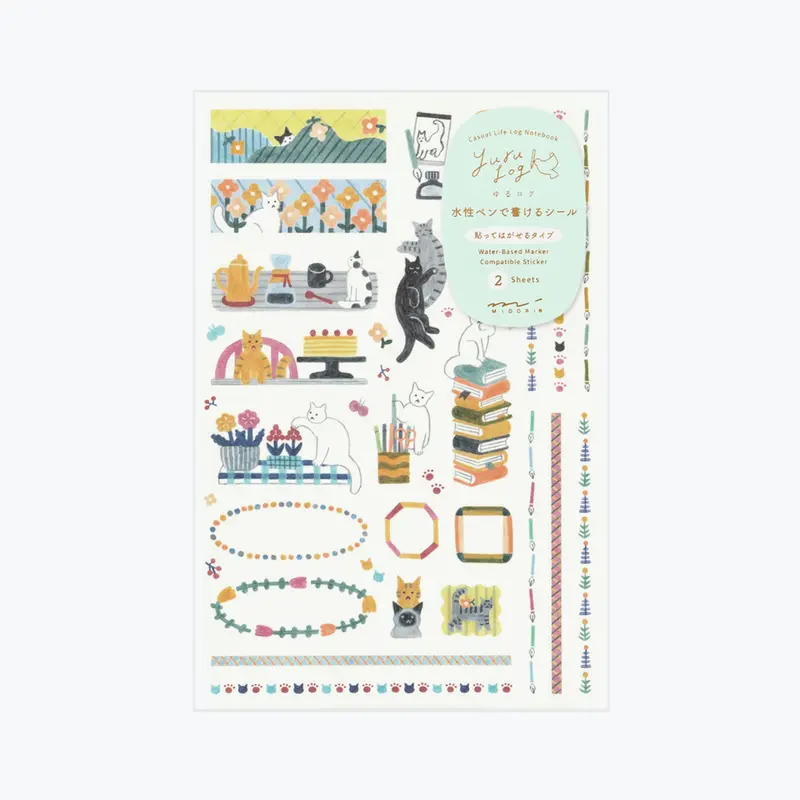 Midori - Planner Sticker - Yuru Log - Cats (2 Sheets) 1