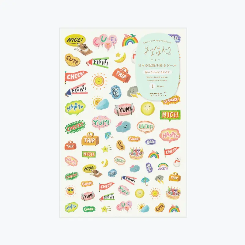 Midori - Planner Sticker - Yuru Log - Feelings (1 Sheet) 1
