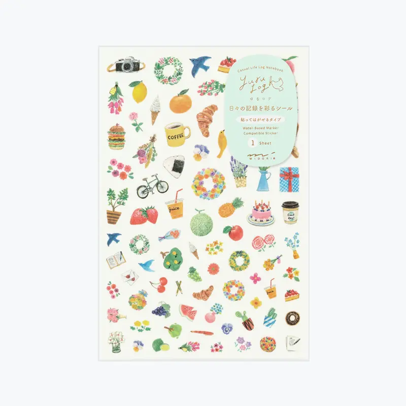 Midori - Planner Sticker - Yuru Log - Motifs (1 Sheet) 1