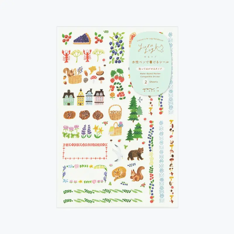 Midori - Planner Sticker - Yuru Log - Nordic (2 Sheets) 1
