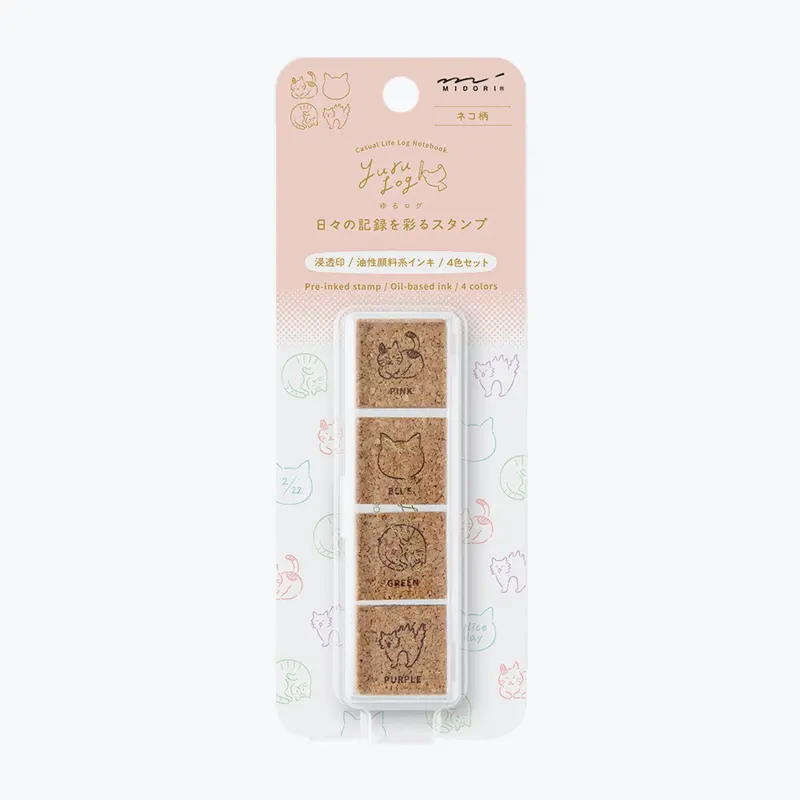 Midori - Stamp - Yuru Log - Pre-Inked - Cats 1